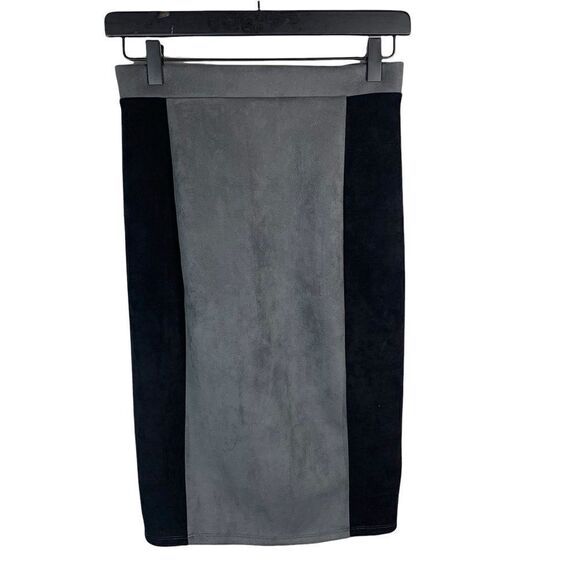 Bebe Chenice Faux Suede Color Block Pencil Skirt - Picture 2 of 8